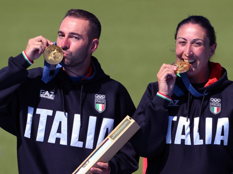 Shooting, skeet mixed team: Diana Bacosi and Gabriele Rossetti triumph