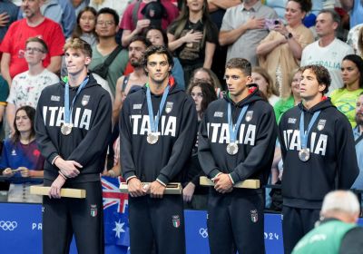 Swimming, 4x100 freestyle relay: bronze for Miressi, Ceccon, Conte Bonin e Frigo